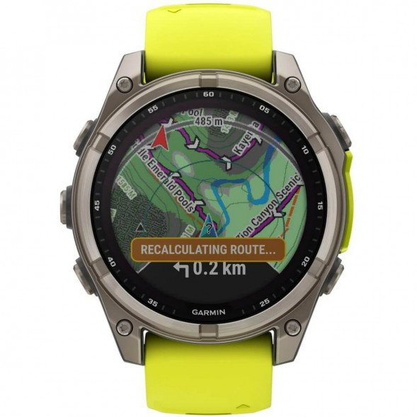 Умные часы Garmin Fenix 8, 51 мм, Solar, Sapphire Titanium with AMP Yellow/Graphite Silicone Band 010-02907-20 во Владикавказе
